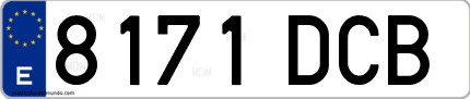 Ejemplo de matrícula de coche ordinaria 8171 DCB