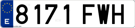 Ejemplo de matrícula de coche ordinaria 8171 FWH