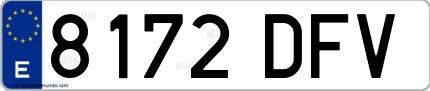 Ejemplo de matrícula española 8172 DFV