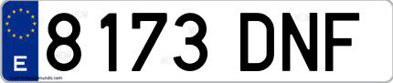 Ejemplo de matrícula española 8173 DNF