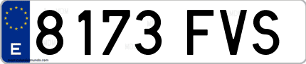 Ejemplo de matrícula de coche ordinaria 8173 FVS