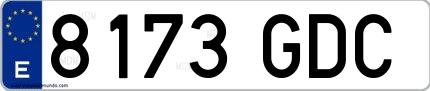 Ejemplo de matrícula española 8173 GDC