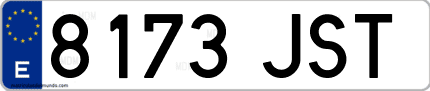 Ejemplo de matrícula de coche ordinaria 8173 JST