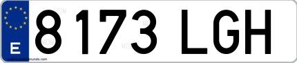 Ejemplo de matrícula española 8173 LGH
