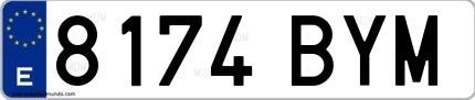 Ejemplo de matrícula española 8174 BYM