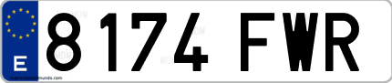 Ejemplo de matrícula de coche ordinaria 8174 FWR