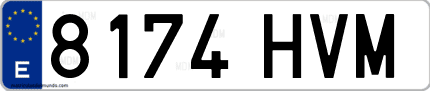 Ejemplo de matrícula de coche ordinaria 8174 HVM