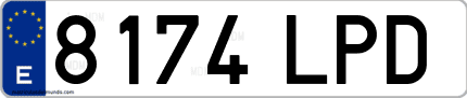 Ejemplo de matrícula de coche ordinaria 8174 LPD