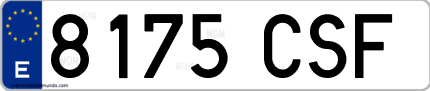 Ejemplo de matrícula de coche ordinaria 8175 CSF