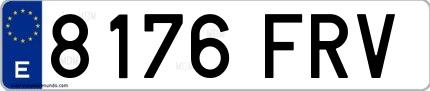 Ejemplo de matrícula española 8176 FRV