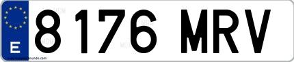 Ejemplo de matrícula española 8176 MRV