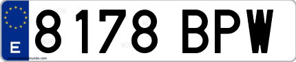 Ejemplo de matrícula de coche ordinaria 8178 BPW
