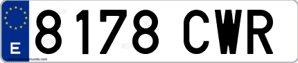 Ejemplo de matrícula de coche ordinaria 8178 CWR