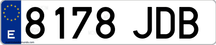 Ejemplo de matrícula de coche ordinaria 8178 JDB