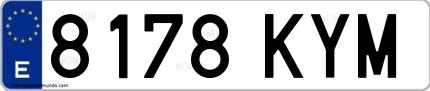 Ejemplo de matrícula española 8178 KYM