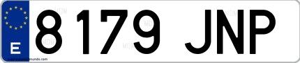 Ejemplo de matrícula española 8179 JNP