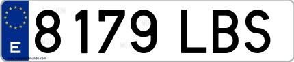 Ejemplo de matrícula española 8179 LBS