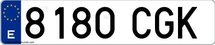 Ejemplo de matrícula española 8180 CGK