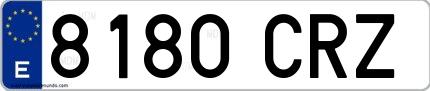 Ejemplo de matrícula española 8180 CRZ
