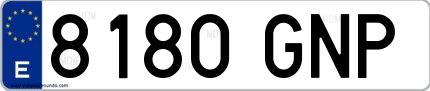 Ejemplo de matrícula española 8180 GNP