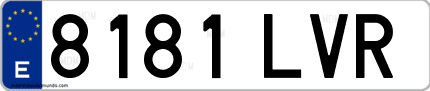 Ejemplo de matrícula de coche ordinaria 8181 LVR