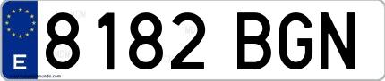 Ejemplo de matrícula española 8182 BGN