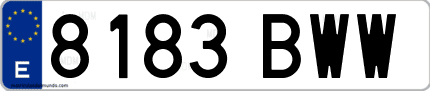 Ejemplo de matrícula de coche ordinaria 8183 BWW