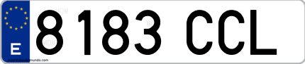Ejemplo de matrícula de coche ordinaria 8183 CCL