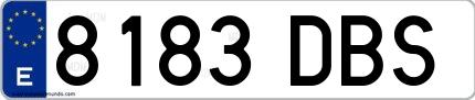 Ejemplo de matrícula española 8183 DBS