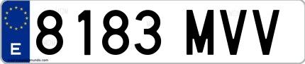 Ejemplo de matrícula española 8183 MVV
