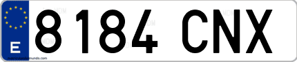 Ejemplo de matrícula de coche ordinaria 8184 CNX