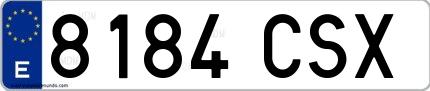 Ejemplo de matrícula española 8184 CSX