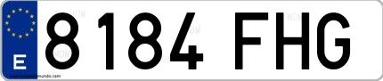 Ejemplo de matrícula española 8184 FHG