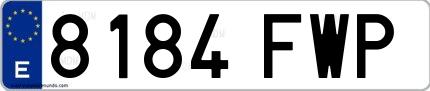 Ejemplo de matrícula española 8184 FWP