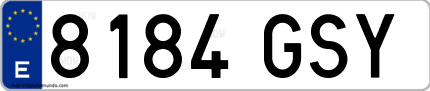 Ejemplo de matrícula de coche ordinaria 8184 GSY