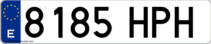 Ejemplo de matrícula de coche ordinaria 8185 HPH