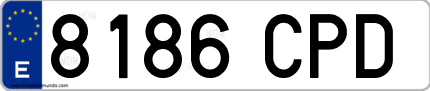 Ejemplo de matrícula de coche ordinaria 8186 CPD