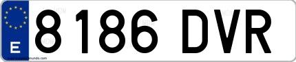 Ejemplo de matrícula española 8186 DVR