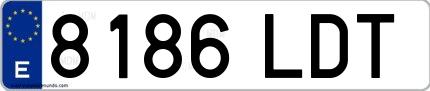 Ejemplo de matrícula española 8186 LDT