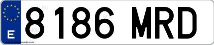 Ejemplo de matrícula española 8186 MRD