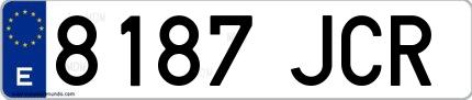 Ejemplo de matrícula española 8187 JCR