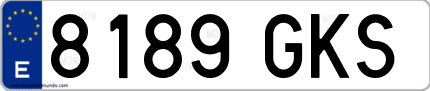 Ejemplo de matrícula de coche ordinaria 8189 GKS