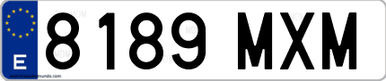 Ejemplo de matrícula de coche ordinaria 8189 MXM