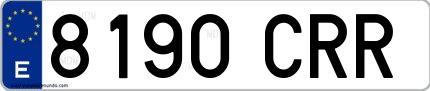 Ejemplo de matrícula de coche ordinaria 8190 CRR