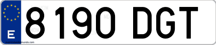 Ejemplo de matrícula de coche ordinaria 8190 DGT