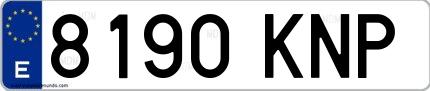 Ejemplo de matrícula española 8190 KNP