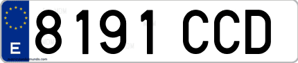 Ejemplo de matrícula de coche ordinaria 8191 CCD