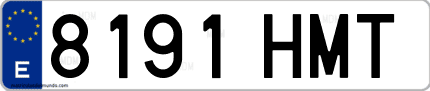 Ejemplo de matrícula de coche ordinaria 8191 HMT
