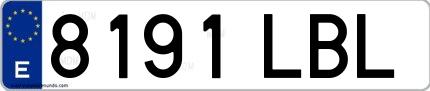 Ejemplo de matrícula española 8191 LBL