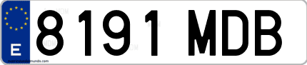 Ejemplo de matrícula de coche ordinaria 8191 MDB